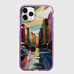 Чехол iPhone 11 Pro матовый Улица в стиле экспрессионизм, цвет: 3D-фиолетовый