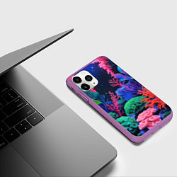 Чехол iPhone 11 Pro матовый Подводный мир с кораллами, цвет: 3D-фиолетовый — фото 2