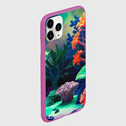 Чехол iPhone 11 Pro матовый Морское дно с кораллами, цвет: 3D-фиолетовый — фото 2