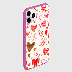 Чехол iPhone 11 Pro матовый Любовный паттерн, цвет: 3D-фиолетовый — фото 2