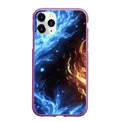 Чехол iPhone 11 Pro матовый Лед и огонь текстура, цвет: 3D-фиолетовый