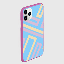 Чехол iPhone 11 Pro матовый Прямоугольники по диагонали-голубой, бежевый, цвет: 3D-фиолетовый — фото 2