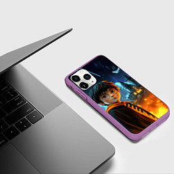 Чехол iPhone 11 Pro матовый Гарри Поттер замок в небе, цвет: 3D-фиолетовый — фото 2