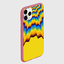 Чехол iPhone 11 Pro матовый Узоры на желтом, цвет: 3D-малиновый — фото 2