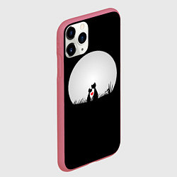 Чехол iPhone 11 Pro матовый Любовь при луне, цвет: 3D-малиновый — фото 2