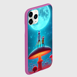 Чехол iPhone 11 Pro матовый Рик и Морти в стране неоновых гигантских грибов, цвет: 3D-фиолетовый — фото 2