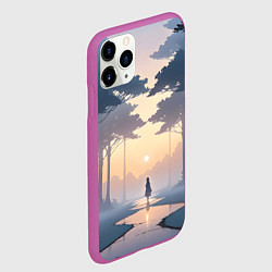 Чехол iPhone 11 Pro матовый В лесу на закате, цвет: 3D-фиолетовый — фото 2