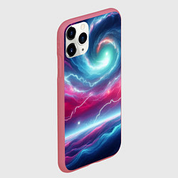 Чехол iPhone 11 Pro матовый Spiral neon galaxy - ai art fantasy, цвет: 3D-малиновый — фото 2
