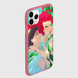 Чехол iPhone 11 Pro матовый Парень и русалочка, цвет: 3D-малиновый — фото 2