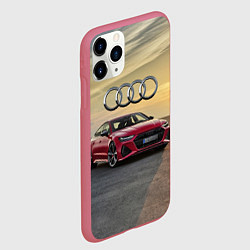Чехол iPhone 11 Pro матовый Audi RS 7 на закате солнца, цвет: 3D-малиновый — фото 2