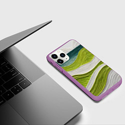 Чехол iPhone 11 Pro матовый Лаймовые волны, цвет: 3D-фиолетовый — фото 2