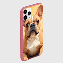 Чехол iPhone 11 Pro матовый Бульдог и пальмы, цвет: 3D-малиновый — фото 2