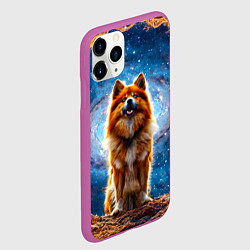 Чехол iPhone 11 Pro матовый Финский лаппхунд в космосе, цвет: 3D-фиолетовый — фото 2