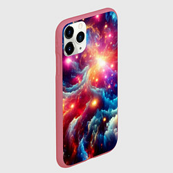Чехол iPhone 11 Pro матовый Colorfull neon space clouds - ai art fantasy, цвет: 3D-малиновый — фото 2