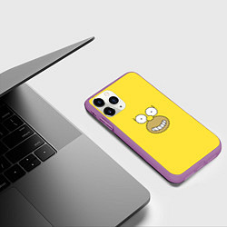 Чехол iPhone 11 Pro матовый Лицо Гомера Симпсона - улыбка, цвет: 3D-фиолетовый — фото 2