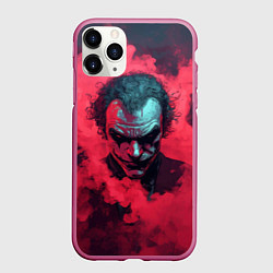 Чехол iPhone 11 Pro матовый Джокер и красный дым, цвет: 3D-малиновый