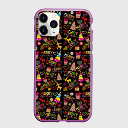 Чехол iPhone 11 Pro матовый Merry Christmas - New Year, цвет: 3D-фиолетовый