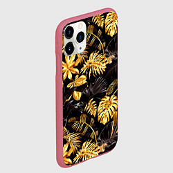 Чехол iPhone 11 Pro матовый Золотые тропики, цвет: 3D-малиновый — фото 2