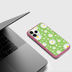 Чехол iPhone 11 Pro матовый Ромашки бумажные, цвет: 3D-малиновый — фото 2