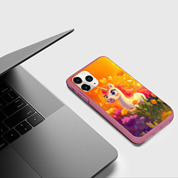Чехол iPhone 11 Pro матовый Милая енинорожка, цвет: 3D-малиновый — фото 2