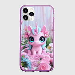Чехол iPhone 11 Pro матовый Милая маленькая единорожка, цвет: 3D-фиолетовый