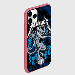 Чехол iPhone 11 Pro матовый Metallica - damn, цвет: 3D-малиновый — фото 2
