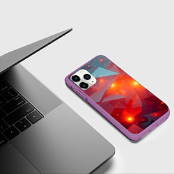 Чехол iPhone 11 Pro матовый Абстракция осколки солнечные блики, цвет: 3D-фиолетовый — фото 2