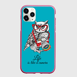 Чехол iPhone 11 Pro матовый Жизнь подобна камере, цвет: 3D-малиновый