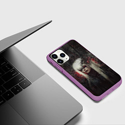 Чехол iPhone 11 Pro матовый Беловолосая девушка-киборг, цвет: 3D-фиолетовый — фото 2