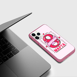Чехол iPhone 11 Pro матовый Женский день - 8 марта, цвет: 3D-малиновый — фото 2
