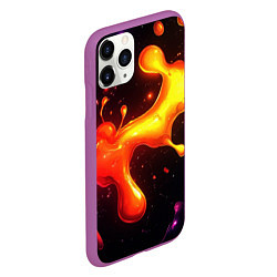 Чехол iPhone 11 Pro матовый Радужные кляксы на черном фоне, цвет: 3D-фиолетовый — фото 2