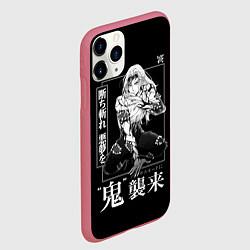 Чехол iPhone 11 Pro матовый Кокушибо - демон двадцати лун, цвет: 3D-малиновый — фото 2