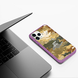 Чехол iPhone 11 Pro матовый Золотистый камуфляж, цвет: 3D-фиолетовый — фото 2