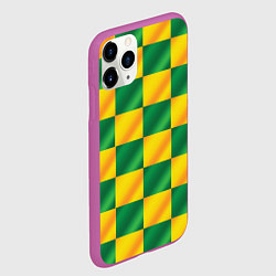 Чехол iPhone 11 Pro матовый Желтый и зеленый геометрический паттерн, цвет: 3D-фиолетовый — фото 2