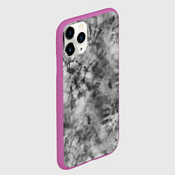 Чехол iPhone 11 Pro матовый Серый тай дай - абстракция, цвет: 3D-фиолетовый — фото 2