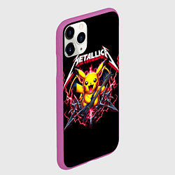 Чехол iPhone 11 Pro матовый Metallica - cool Pikachu, цвет: 3D-фиолетовый — фото 2
