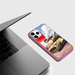 Чехол iPhone 11 Pro матовый Русский танк, цвет: 3D-малиновый — фото 2