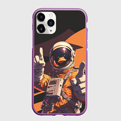 Чехол iPhone 11 Pro матовый Птичий астронавт, цвет: 3D-фиолетовый