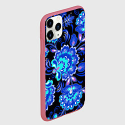 Чехол iPhone 11 Pro матовый Хохлома негатив, цвет: 3D-малиновый — фото 2