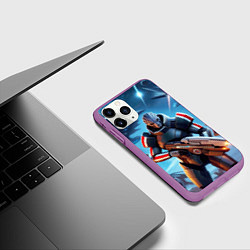 Чехол iPhone 11 Pro матовый Mass Effect - space fantasy, цвет: 3D-фиолетовый — фото 2
