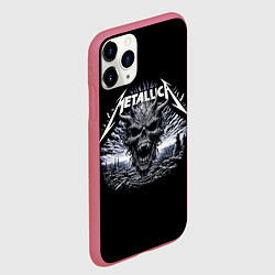 Чехол iPhone 11 Pro матовый Metallica - horned skull, цвет: 3D-малиновый — фото 2