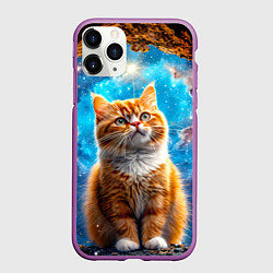 Чехол iPhone 11 Pro матовый Манчкин в космосе, цвет: 3D-фиолетовый