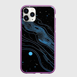 Чехол iPhone 11 Pro матовый Синие тонкие линии, цвет: 3D-фиолетовый