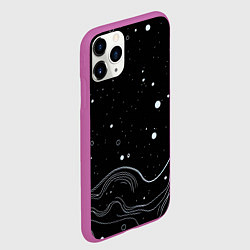 Чехол iPhone 11 Pro матовый Белые линии и брызги краски, цвет: 3D-фиолетовый — фото 2