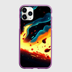Чехол iPhone 11 Pro матовый Огонь из красок абстракция, цвет: 3D-фиолетовый