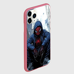 Чехол iPhone 11 Pro матовый Человек-паук в кедах, цвет: 3D-малиновый — фото 2