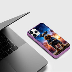 Чехол iPhone 11 Pro матовый Ризеншнауцер в космосе, цвет: 3D-фиолетовый — фото 2