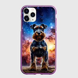 Чехол iPhone 11 Pro матовый Ризеншнауцер в космосе, цвет: 3D-фиолетовый
