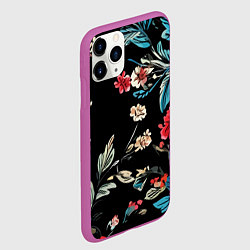 Чехол iPhone 11 Pro матовый Цветы старинный узор, цвет: 3D-фиолетовый — фото 2