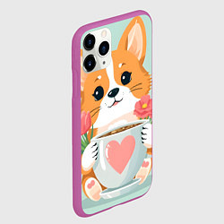 Чехол iPhone 11 Pro матовый Корги с поздравлениями - 8 марта, цвет: 3D-фиолетовый — фото 2